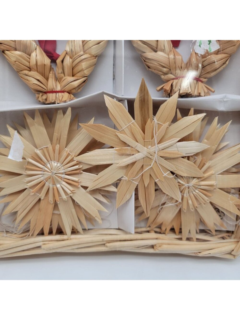 Ikea KOTTE 14 Straw Ornaments Set In Wicker Basket - NEW - Picture 2 of 7